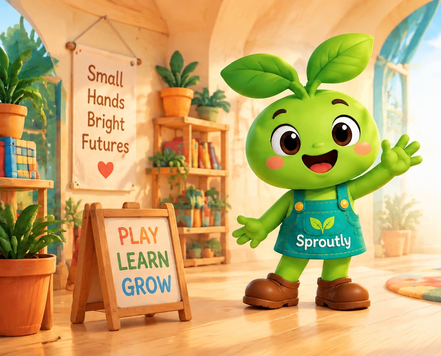 Sproutly in the Tiny Hands Learning Lab playroom